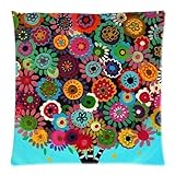 WECE Comfortable & Beautiful Patterns And Strips Mexican Style Tree Flower Floral Pillow Case 18x18 inch (one side)