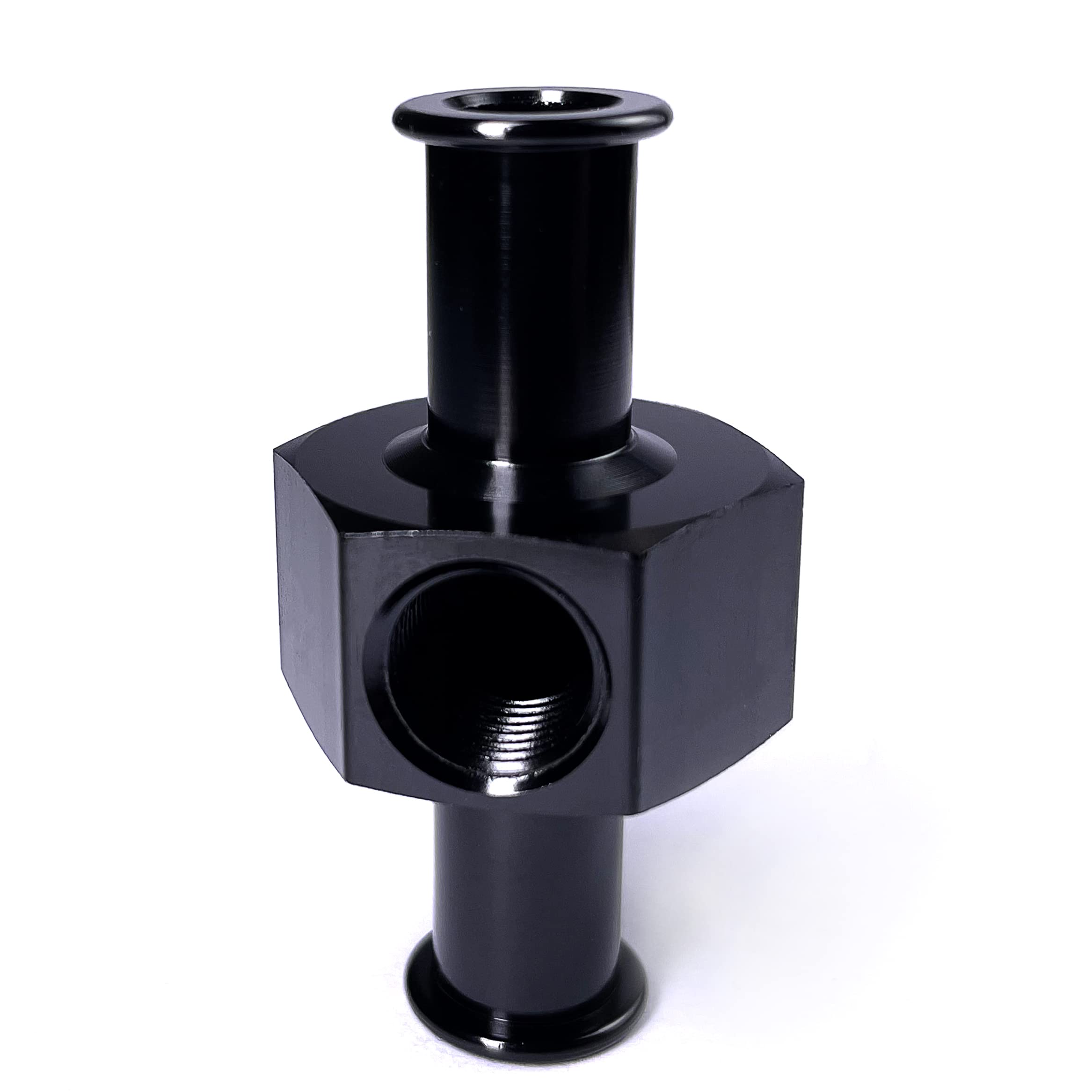Photo 1 of Aluminum Inline 3/8 Hose Barb Fittings 1/8 NPT Fuel Pressure Port Fuel Line Adapters Black