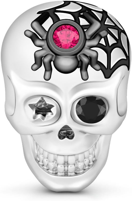 GNOCESkull Charms for Bracelet 925 Sterling Silver Halloween Charms for Women Girls Wife Daughter Christmas Gift