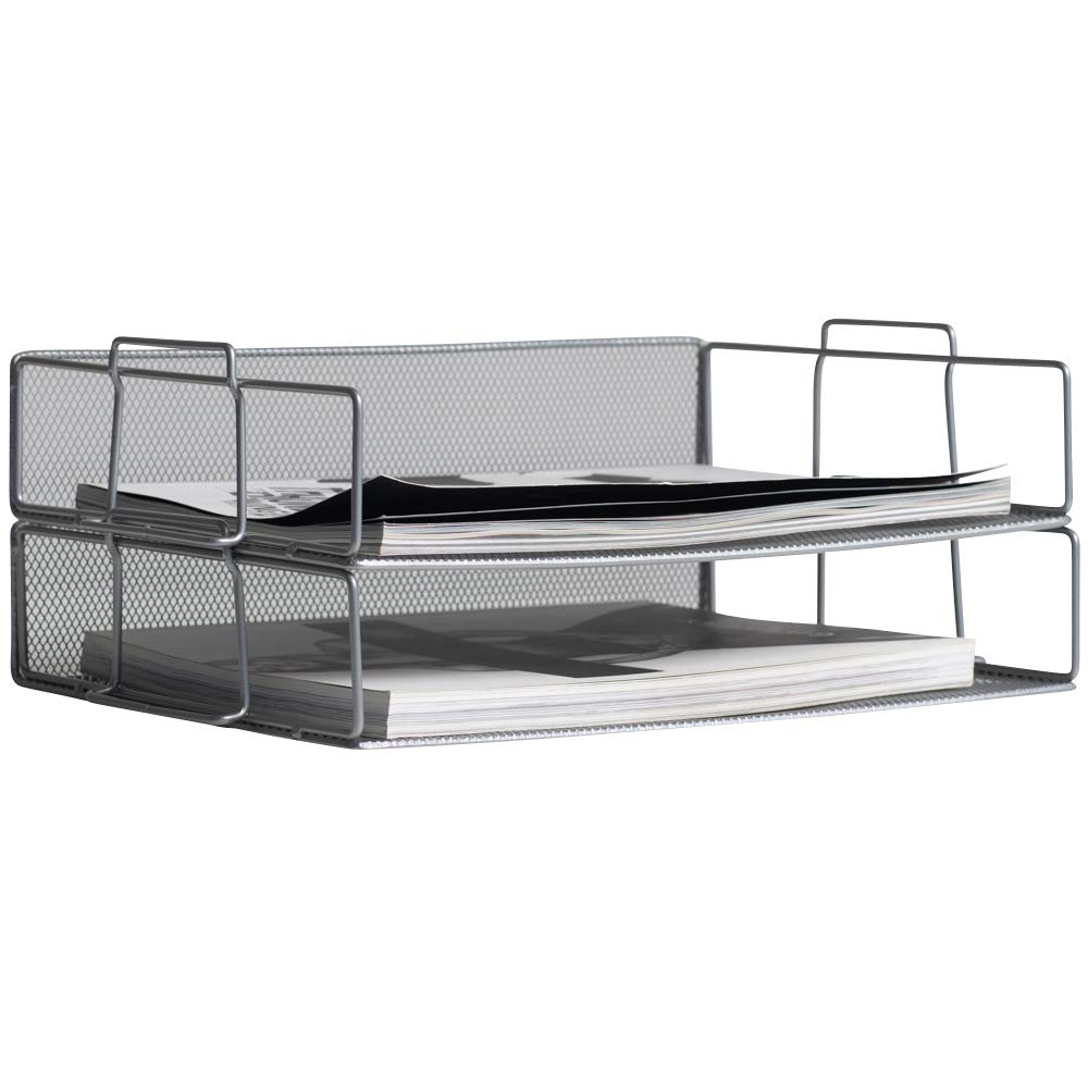 Klickpick Office 2 Tier Stackable Heavy Duty Metal Desktop Letter Tray
