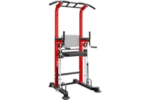 SogesPower Power Pull Up Bar Tower Dip Station Workout for Home Gym Multi-Function Adjustable Height Strength Fitness Strengt