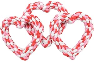 Barleygoo 3PCS Valentine's Day Dog Rope Toys Heart Shaped Durable Chew Toy for Small to Medium Dogs