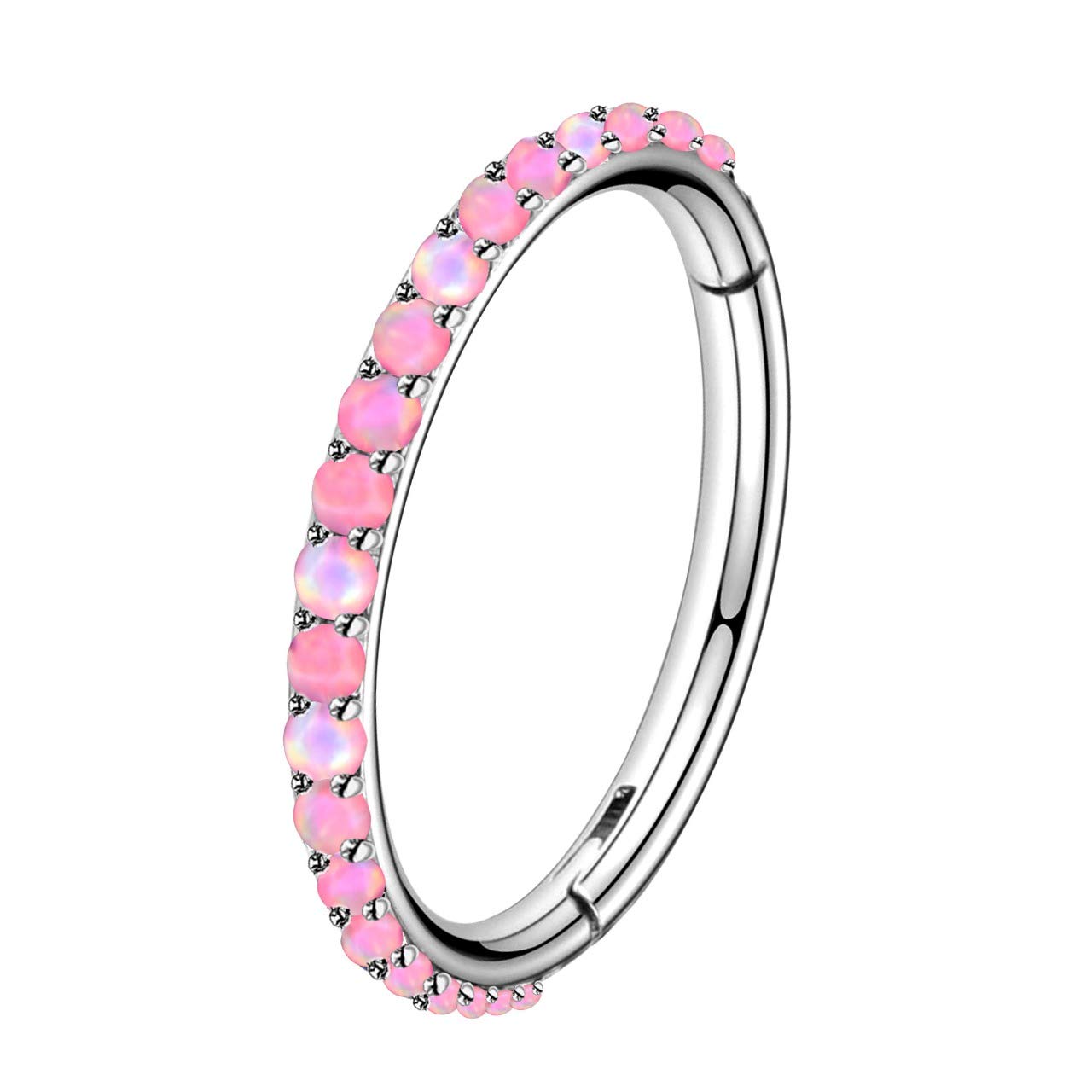 AVNIS Helix Hoop - Premium Stainless Steel Hinged Nose Ring - 16G Opal Stone Septum - Tragus Earrings for Women - Versatile Nose Piercing Jewelry