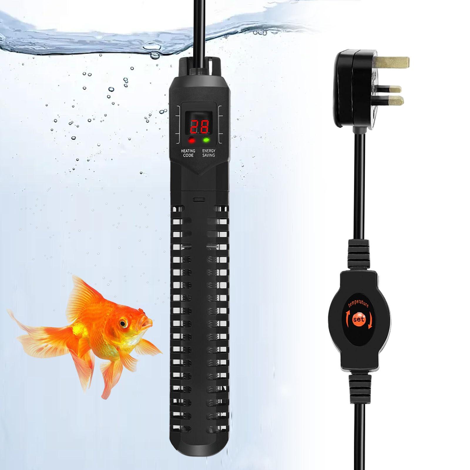 Neulriscn Aquarium Heater, 500W Fish Tank Heater with External Temperature Controller, Submersible Fish Tank Heaters with LED Digital Display, Overheat Protection & Auto-Off, for Fishtank up to 250L