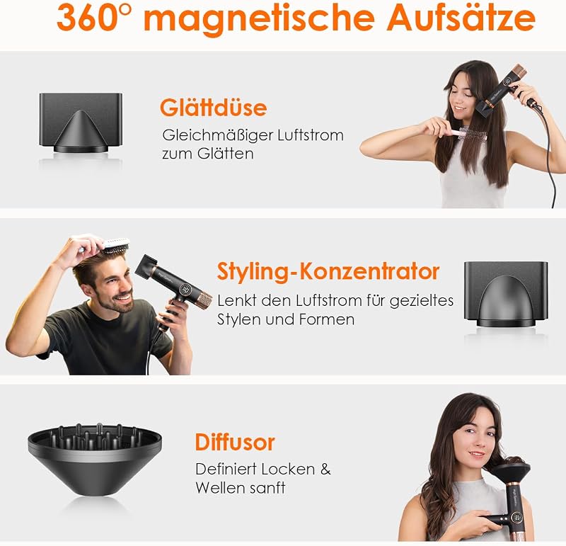 Föhn 110000 RPM Schnelltrockner –330 g leicht,Schwarzes Gold