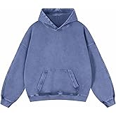 Adenorah Mens Oversized Hoodies Pullover Women Fall Acid Wash Plain Preppy Hoodie Streetwear Cotton Vintage Hooded Sweatshirt