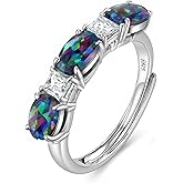 925 Sterling Silver Birthstone Rings for Women - Adjustable Size Women Jewelry Birthday Gifts for Girlfriend,Wife,Mom