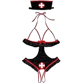 RNHGBB Sexy Nurse Costume Lingerie for Women, 2 Pcs Nurse Lingerie Set with Headband Sexy Halloween Costume Woman 2026