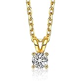 MomentWish Moissanite Solitaire Pendant Necklaces for Women Sterling Silver 0.3/0.5/1/2-Carat D Color VVS1 Clarity Mossanite Jewelry for Women