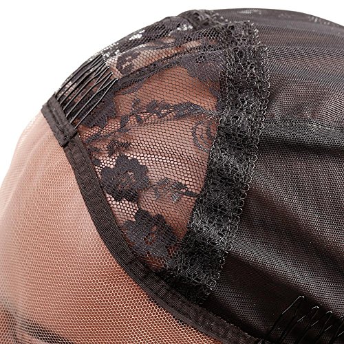 Bella Hair Breathable Lace Front Wig Cap for Making Wigs with Adjustable Straps and Combs Swiss Lace Black Large Size