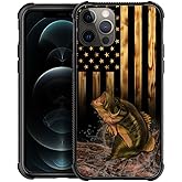 DJSOK Compatible with iPhone 14 Pro Max Case，Design Pattern Back Bumper Anti Scratch Reinforced Corners Soft TPU Caver,Cases for Men Women-Wood American Flag Fish