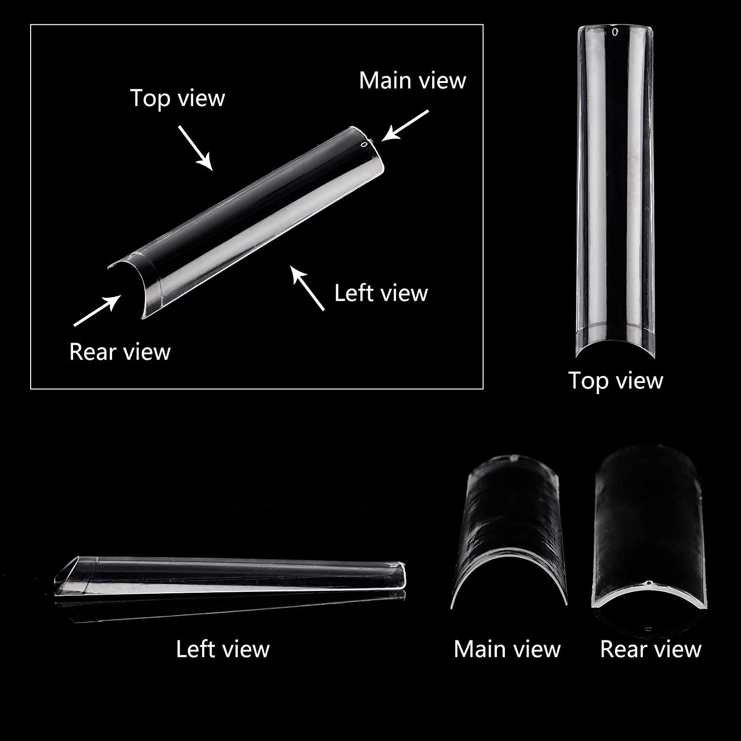 Clear Acrylic Square Nail Tips, SWETIDY 500pcs No C Curve XL Long Square Shaped Straight Fake Nails Flattened Half Cover Artificial Nails with Box for Nail Salon Professional and DIY Nail Art 10 Sizes - Image 4