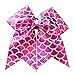 CN Girls Large Cheerleading Hair Bows Ponytail Holder Elastic Hair Ties Pony Tail Holder Elastic Head Loop For Cheerleading Girls Pack of 6
