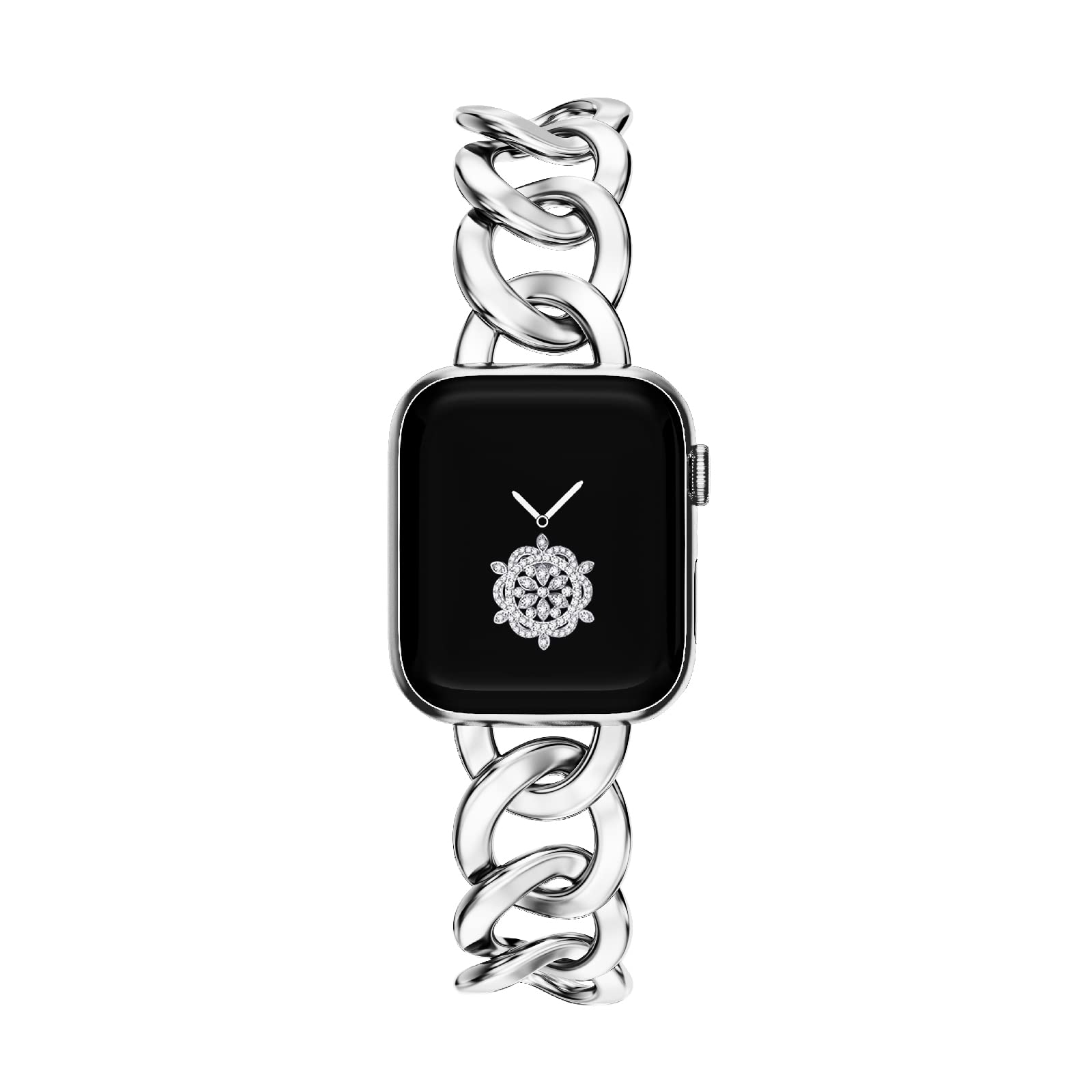 Photo 1 of Kolgios 38/40/41 mm Silver Women Stylish Cool Chain Durable Smartwatch Band Compatible for Apple Watch Band Series 9/8/7/6/5/SE Girl's Replacement Bracelet for Iwatch S9 s8 Girl's Gift Strap