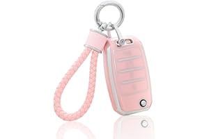 YO&YOYE for Kia Key Fob Cover with Keychain, Pink Soft TPU Key Case Fit for Kia Sedona Rio Optima Soul Sportage Sorento Carens Flip Key