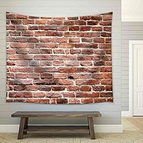 Background of Brick Wall Texture. The Red Brick Wall of a House - Fabric Wall Tapestry Home Decor - 51x60 inches