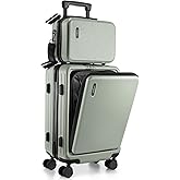 TRAVELARIM 20 Inch Carry On Luggage 22x14x9 Airline Approved, Carry On Suitcase with Wheels, Hard-shell Carry-on Luggage, Durable Luggage Carry-On, Sage Green Small Suitcase with Cosmetic Case