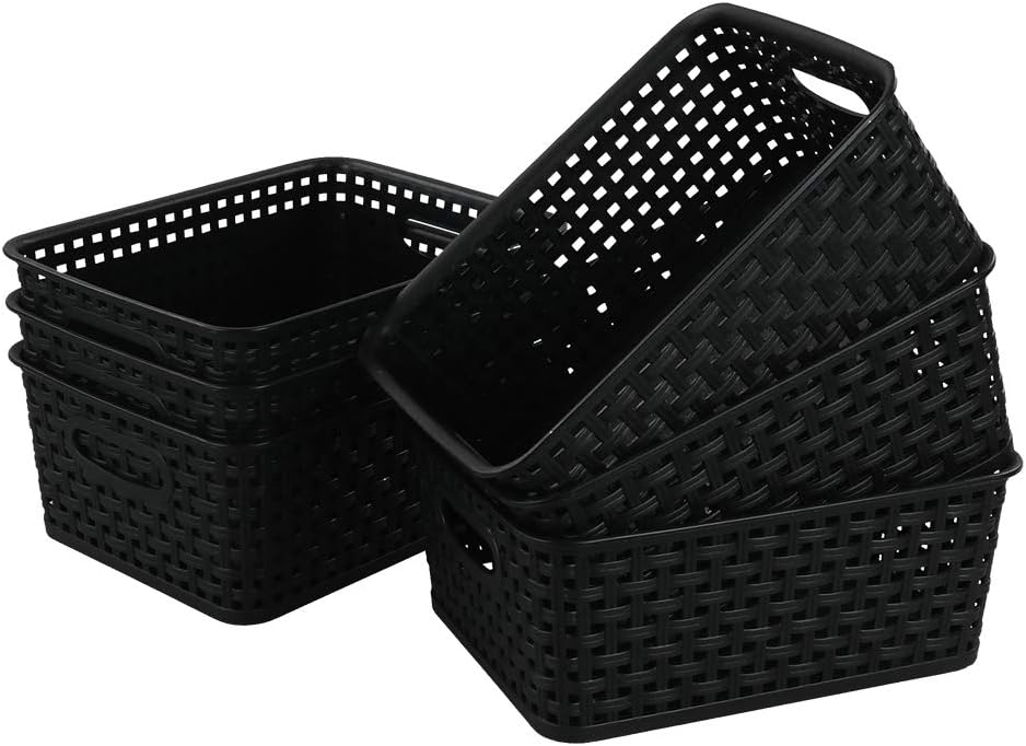 Eudokky Black Plastic Woven Baskets for Storage, Set of 6 Amazon.co.uk