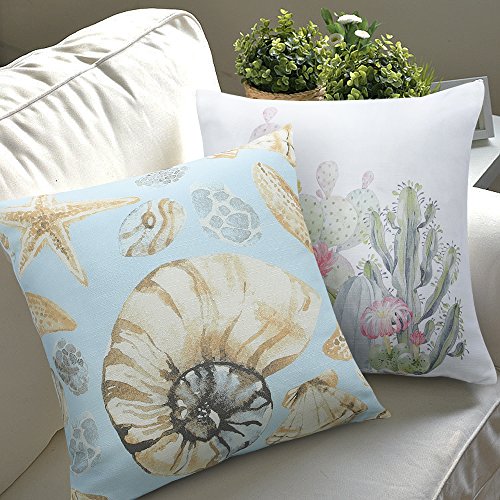 YINFUNG Decorative Throw Pillows Cases for Couch, Modern Style Cotton Square Cushion Cover 18" x 18" 45cm x 45cm, Shape- Cactus