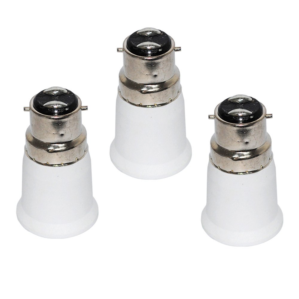 TWDRTDD 3 Pack of B22 to E27 Lamp Holder Converter Base Bulb Socket Adapter,Convert Bayonet B22 to Edison 27 Fitting with This Converter