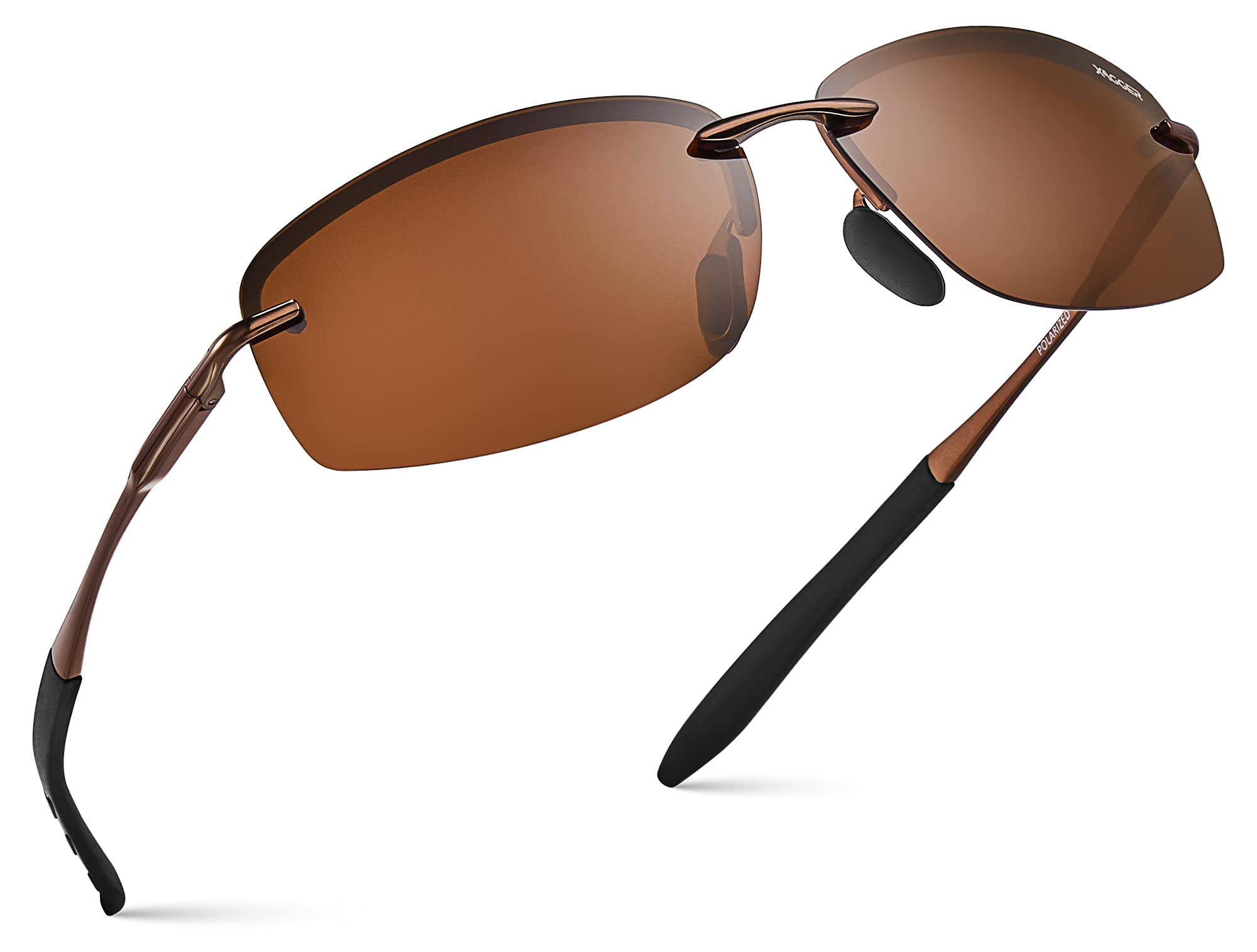 Xagger Polarized Driving Sunglasses for Men Rimless Metal Frame UV400 Protection Sun Glasses