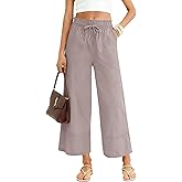 LOMON Women's Wide Leg Pants Dressy Casual Palazzo Pants Flowy Slacks Elastic Waist with Pockets