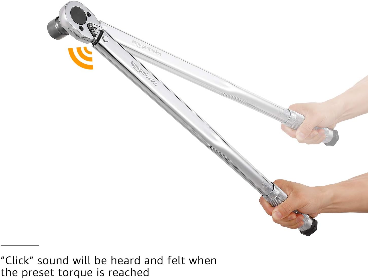 Amazon Basics 1/2 Inch Drive Click Heavy-Duty Torque Wrench, 25-250 ft.-lb, 33.9-338.9 Nm, Chrome - Image 4