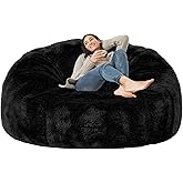 (No Filler) 6FT Giant Bean Bag Chair Cover Soft Faux RH Fur Sofa Bed Washable Bean Bag Couch Cover for Adult and Kids with Liner