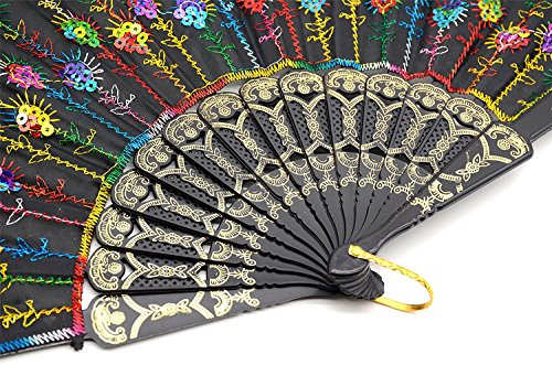 LYSA "Peacock" Folding Hand Held Fans Bulk for Women - Spanish / Chinese/Japanese Palace Style Restoring Ancient Ways 9.06"（23cm)( 10pcs Mixed Colors) - Thumbnail 4