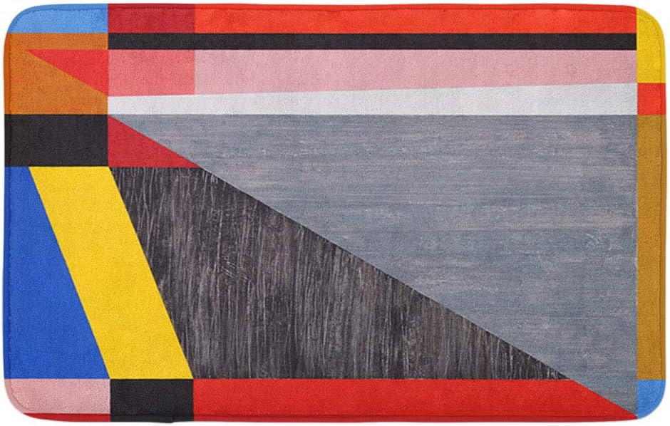 Adowyee Bath Mat a Modernist Hard Edged Geometric Abstract Painting with Grunge Elementsabstract Cozy Bathroom Decor Bath Rug with Non Slip Backing 16