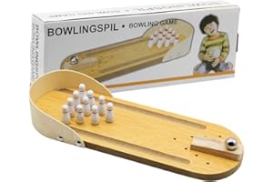 MorTime Mini Bowling Game, Mini Wooden Desktop Bowling Game Mini Tabletop Bowling Toy Classic Desk Ball for Kids