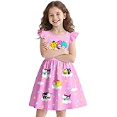 Tusingger Girls Cute Summer Dresses Flutter Sleeve Casual Dress Birthday Party Playwear 5-12 Years Old