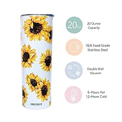 CHIUTUUY 20oz Skinny Tumbler with Lid and