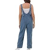 VOHOTO Womens High Roller Denim Jumpsuit Baggy Loose Fit Jean Overalls Adjustable Straps Sleeveless Jumpers with Pockets
