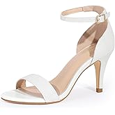 Allegra K Women's Glitter Ankle Strap Stiletto Heel Sandals 7 White