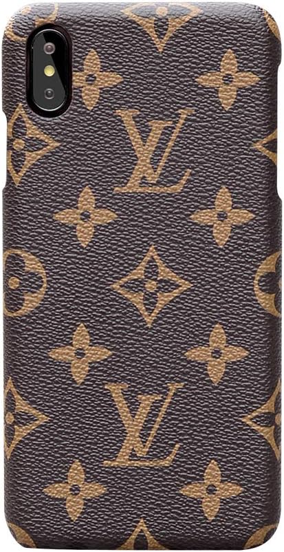 iPhone Xs Max Case Elegant Luxury PU Leather Monogram Pattern Classic Style Cover Case for Apple iPhone Xs Max (Large Logo)