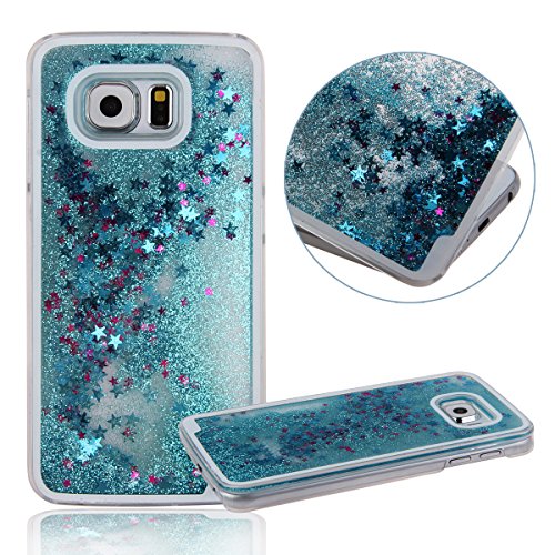 UZZO 3D Hard Shell Liquid Glitter Case Cover for Samsung Galaxy S6 (Blue)