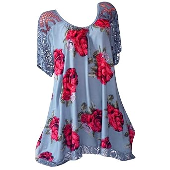 CUTUDE Damen Kleider Röcke Kurzarm Sommerkleider Vintage Boho Frauen Sommer Sleeve Beach Printed Kurzes Minikleid