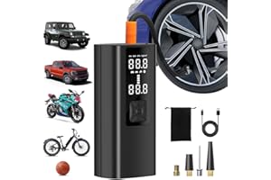 SGULNF Tire Inflator Portable Air Compressor, Portable Tire Inflator for Car, 150PSI Rechargeable Car Pump with LED Light & Digital Pressure Gauge for Trucks, SUVs, Motorcycle & Bike Tires, Balls