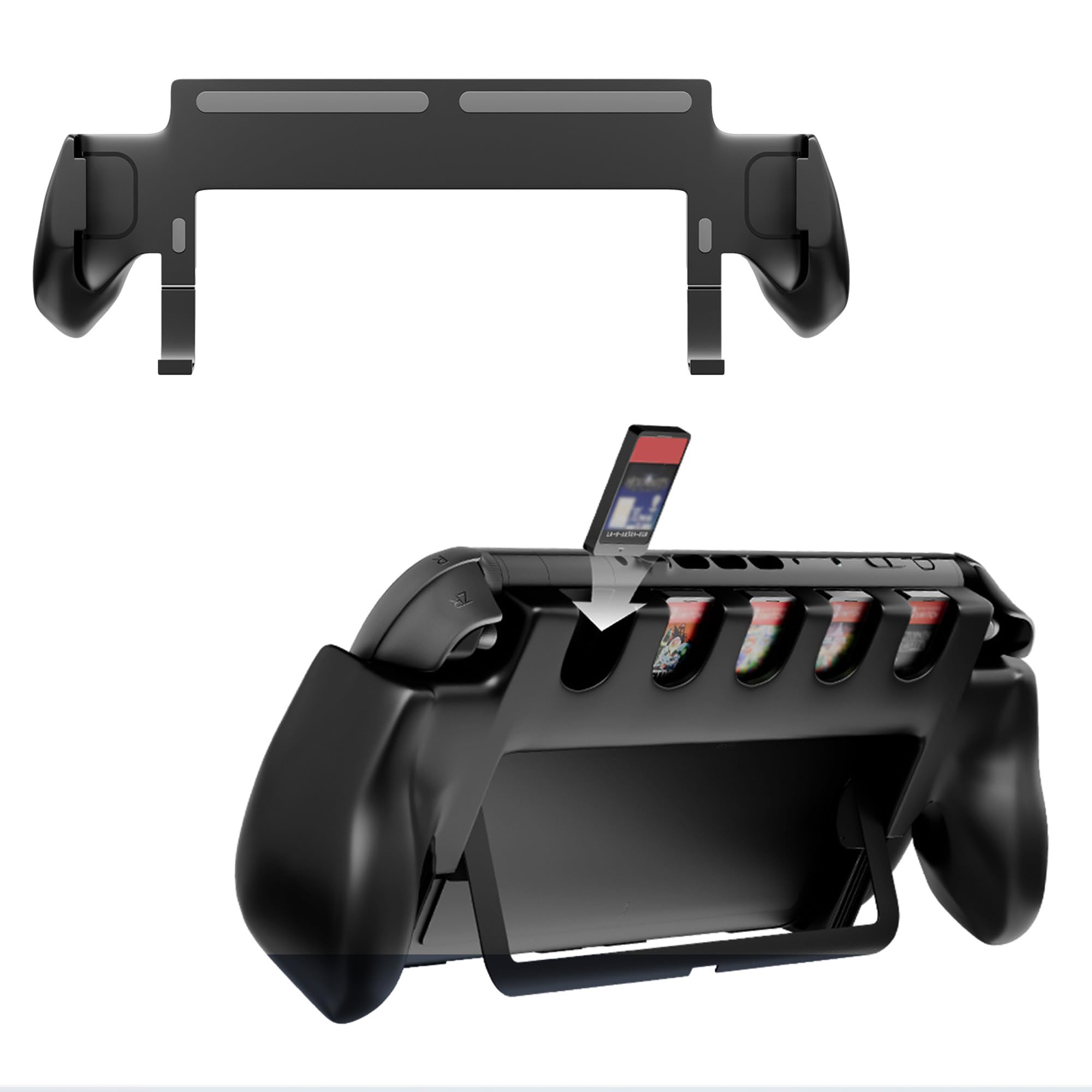 Mcbazel Console Grip with 5 Game Slots Compatible with Nintendo Switch 2 (2025), Ergonomic Grip Hard Shell for Users Who Prefer Handheld Mode, Black (NOT for Switch 1)
