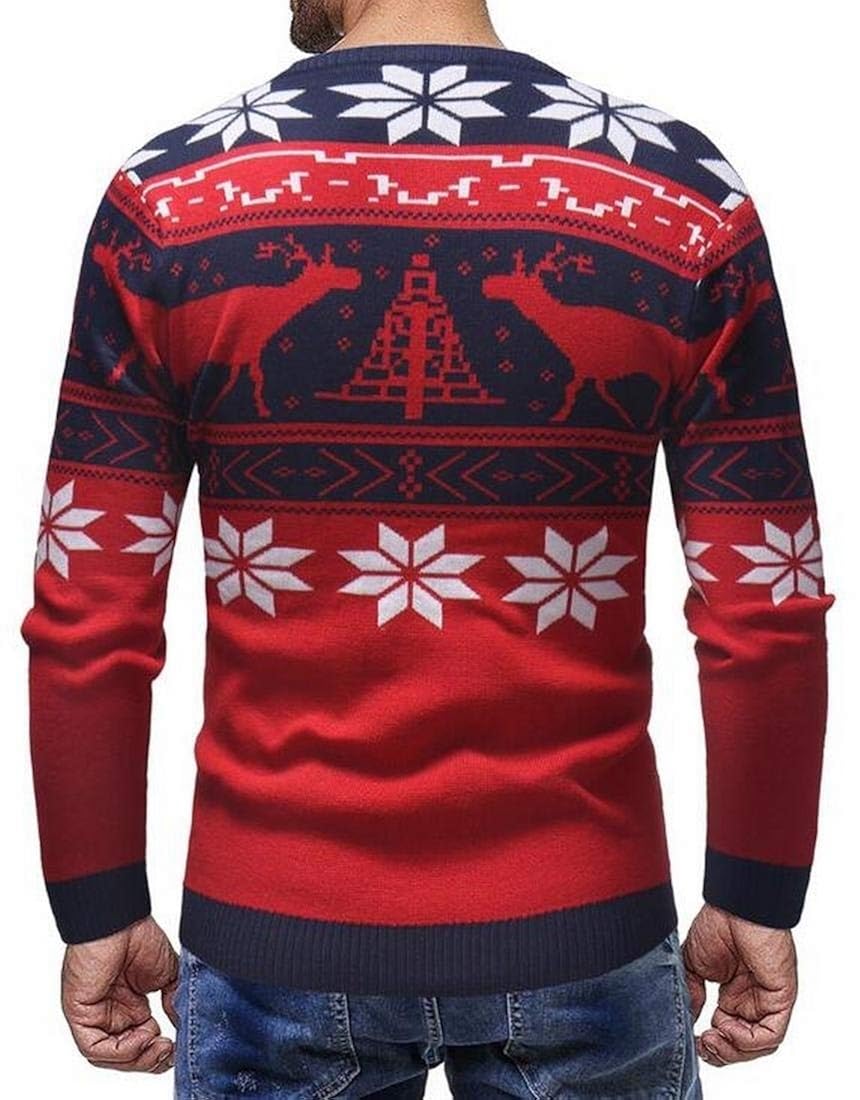 Warm Pullover Sweater Jumper Red XL 