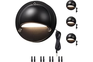 Varmtalys Low Voltage Landscape Deck Lights - 12V LED Outdoor Step Lights, Adjustable Warm White & Cool White, Waterproof Black Round Aluminum Lighting for Yard Wall Fence Railing 4 Pack