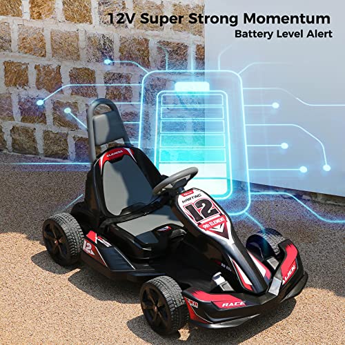 ELEMARA Electric Go Kart for Kids, 12V 2WD Battery Powered Ride On Cars
