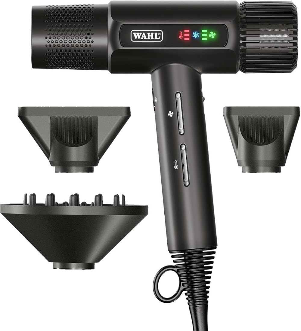 Wahl Vanquish Hair Dryer Lightweight with LED Display 3 Attachments