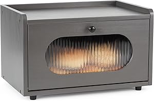 Sunhoo Bread Box for Countertop Wooden Bread Storage Bin Container Kitchen Counter Breadbox Saver Keeper Stackable Organizer 