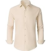 Ruisin Soft Wrinkle-Free Men's Dress Shirts Solid Long Sleeve Formal Shirt Business Casual Button Down Shirts Tall XXS-6XL