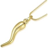 Aurelia Mae 14K Gold Plated Large Cornicello Italian Horn Charm Necklace 18''