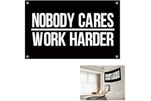 SpaceWings 1PCS Nobody Cares Work Harder Gym Banner,Motivational Tapestry for Home Gym Decor,Sports Motivational Wall Decor,A