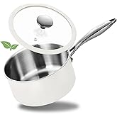 SAKAMOSH 2.5 Quart Tri-ply Stainless Steel Saucepan with Glass Lid, Induction Sauce Pan Compatible with All Cooktops, Non-Toxic Sauce Pot with Stay Cool Handle, Oven & Dishwasher Safe