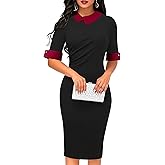 oxiuly Women's Retro Bodycon Knee-Length Formal Office Dresses Work Pencil Dress OX276